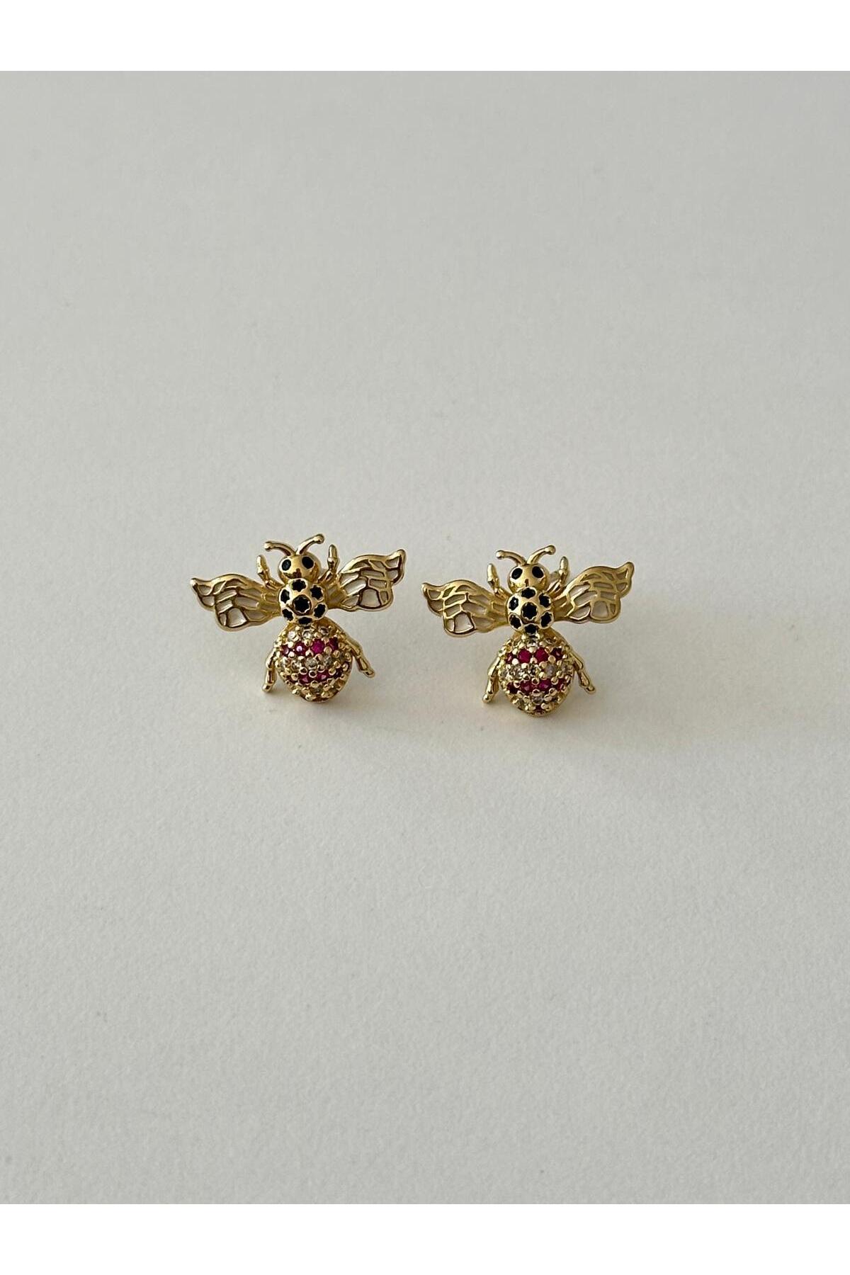 14K Renkli Zirkon Taşlı Küpe