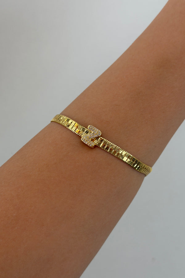 Çelik Üzeri Altın Kaplama Monogram Gold Harf Bileklik - Z