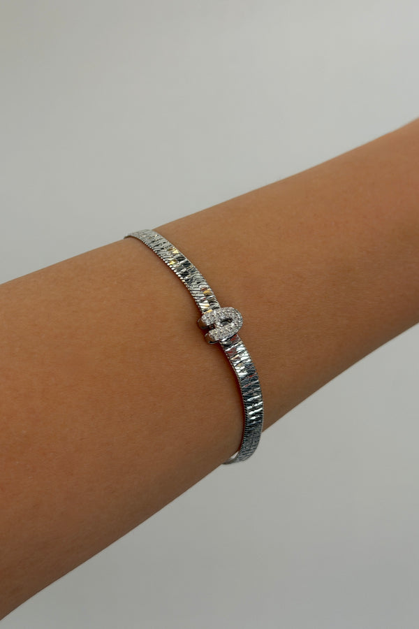 Çelik Üzeri Altın Kaplama Monogram Gümüş Harf Bileklik - A