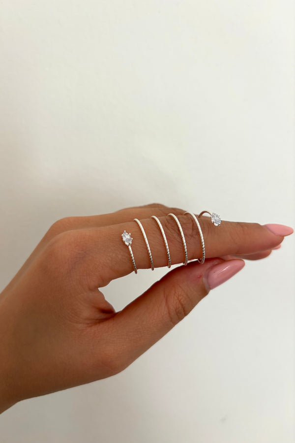 Oval taşlı çelik tasarım spiral yüzük