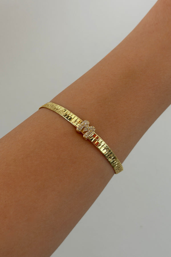 Çelik Üzeri Altın Kaplama Monogram Gold Harf Bileklik - M
