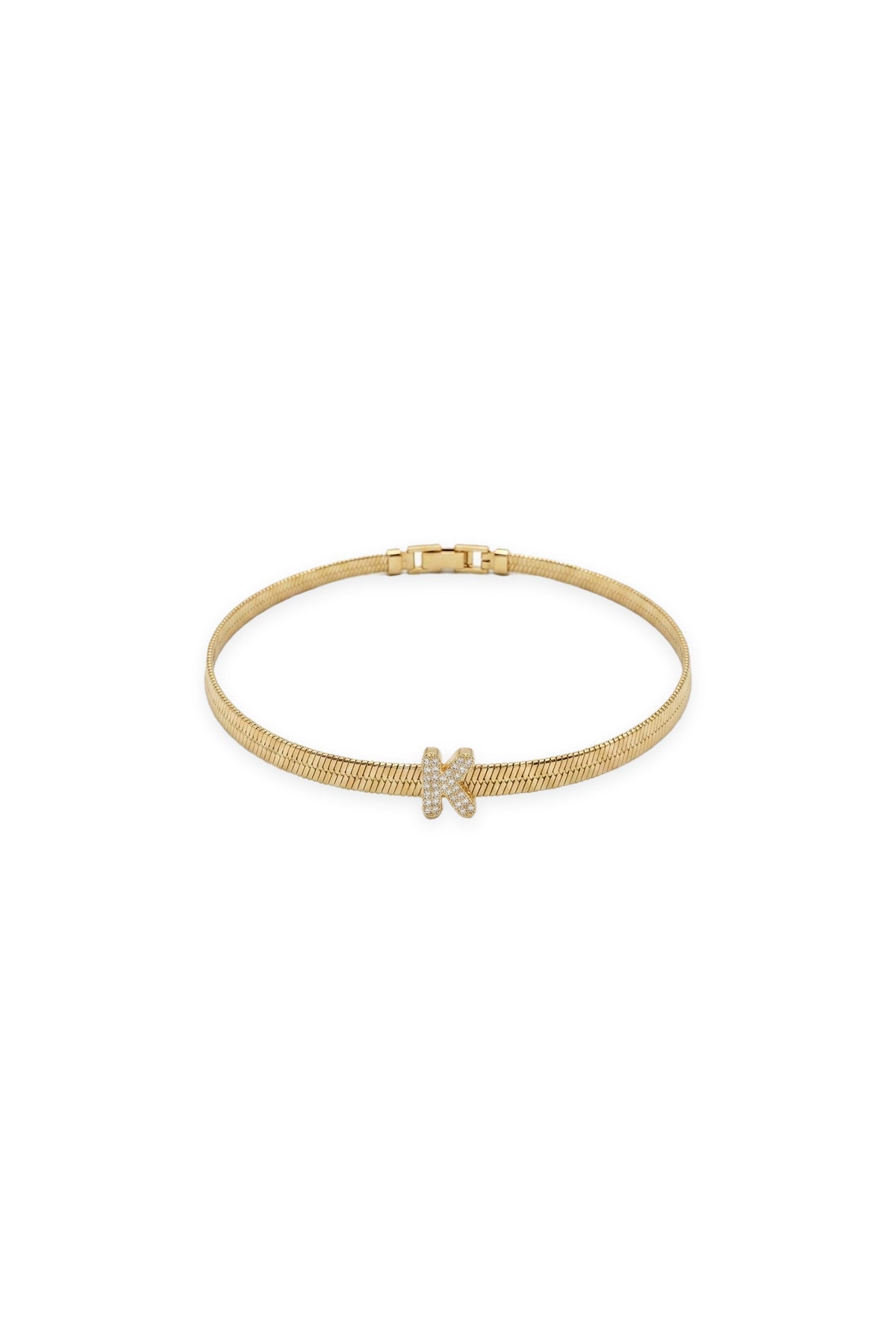 Çelik Üzeri Altın Kaplama Monogram Gold Harf Bileklik - K