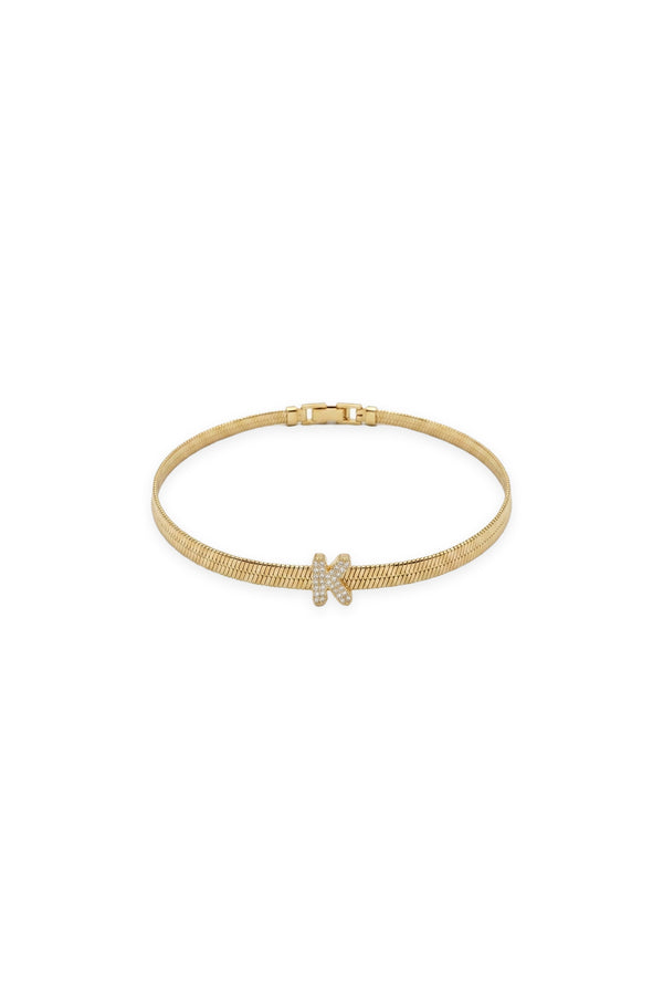 Çelik Üzeri Altın Kaplama Monogram Gold Harf Bileklik - K