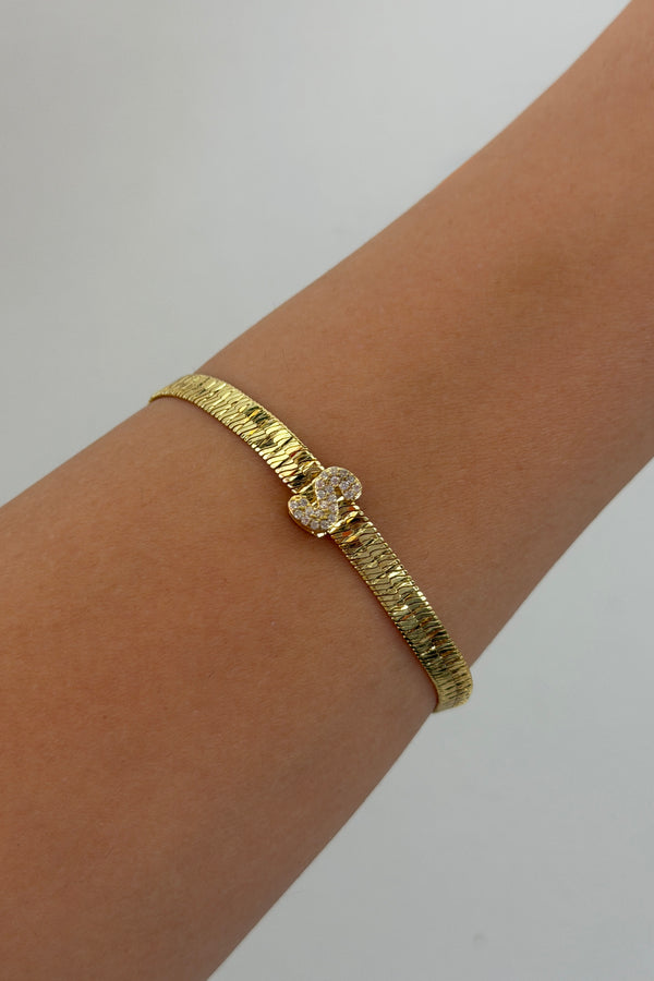 Çelik Üzeri Altın Kaplama Monogram Gold Harf Bileklik - S