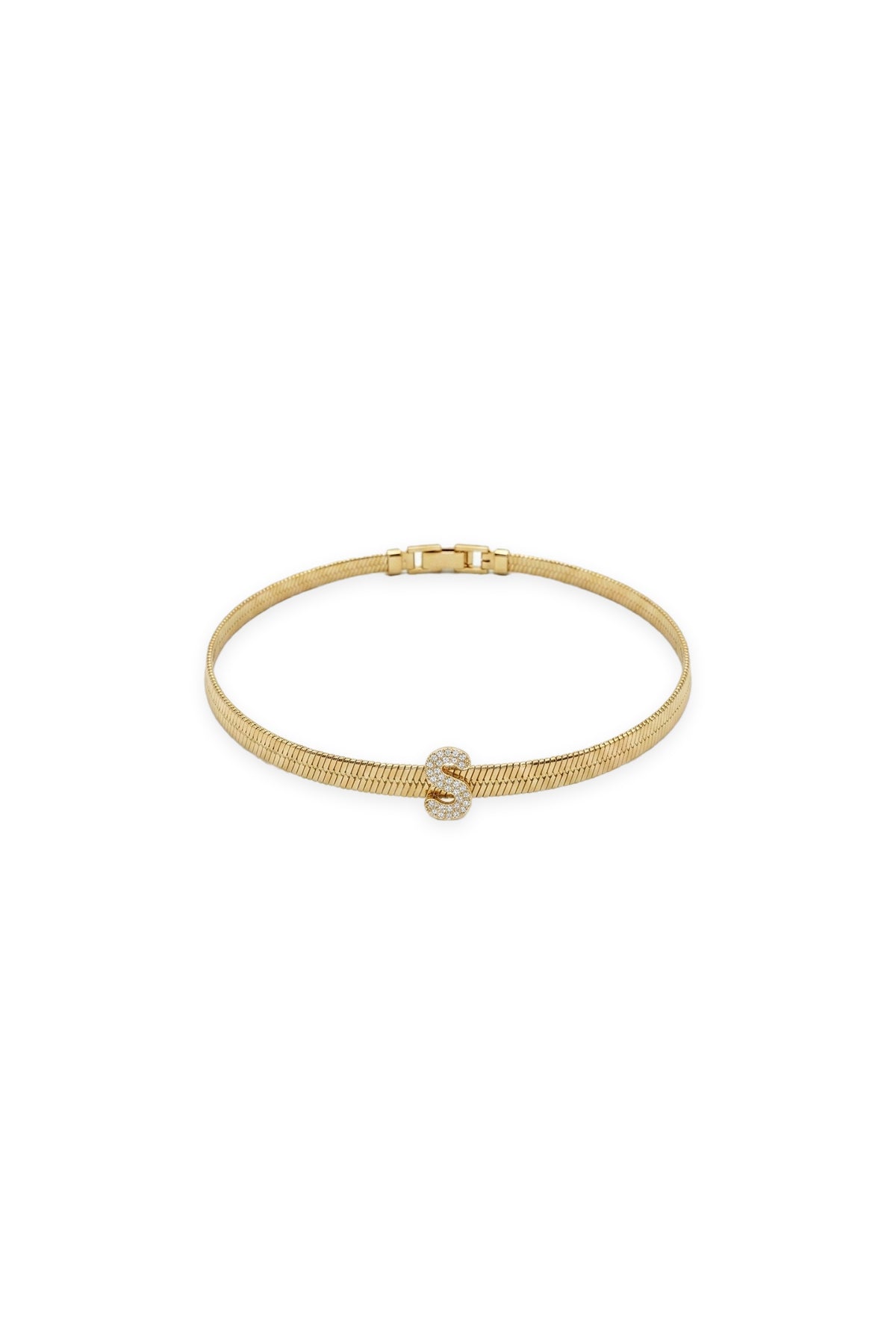 Çelik Üzeri Altın Kaplama Monogram Gold Harf Bileklik - S
