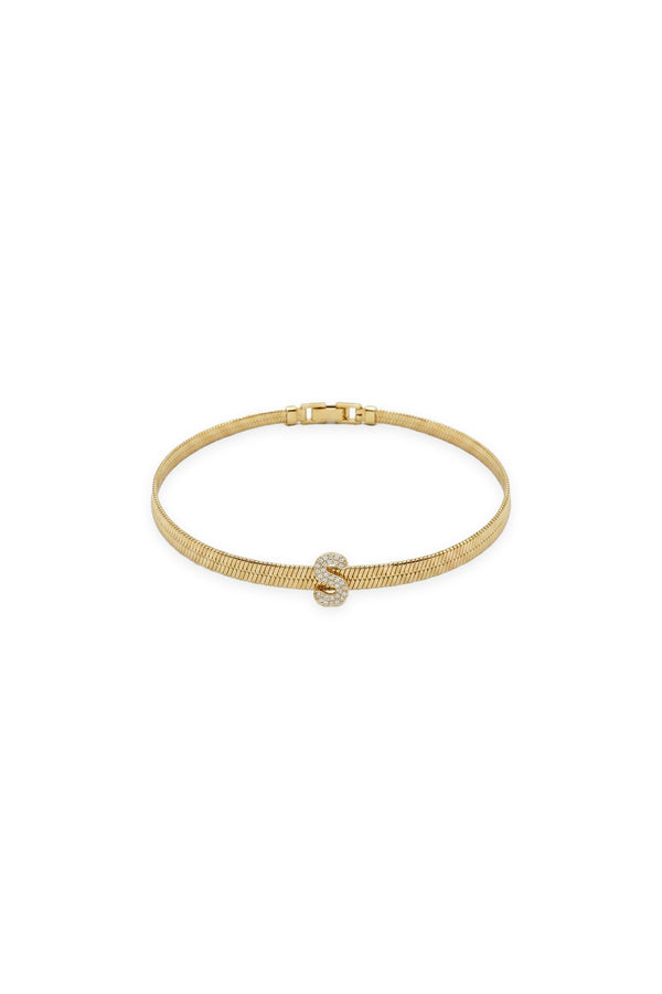 Çelik Üzeri Altın Kaplama Monogram Gold Harf Bileklik - S