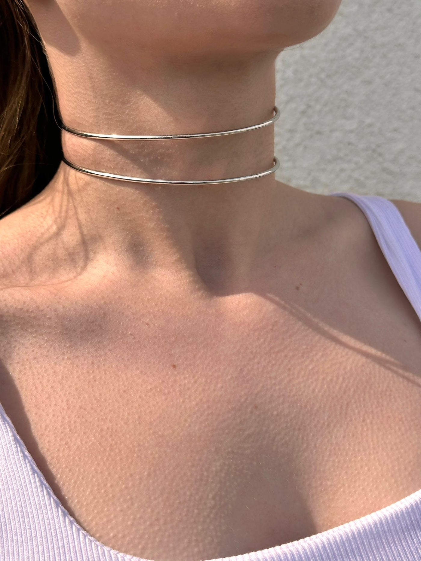 Çelik üzeri altın kaplama Choker Gümüş