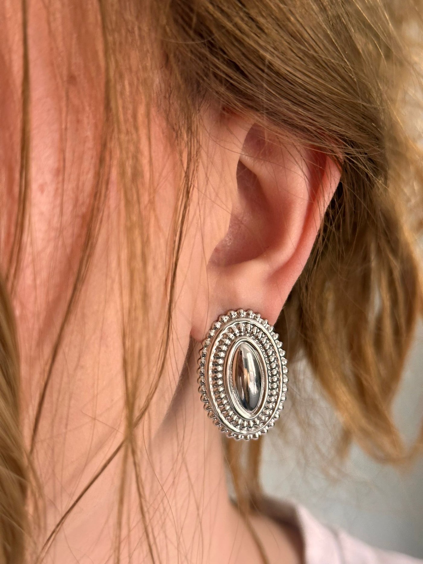 Çelik vintage Hailey küpe gümüş