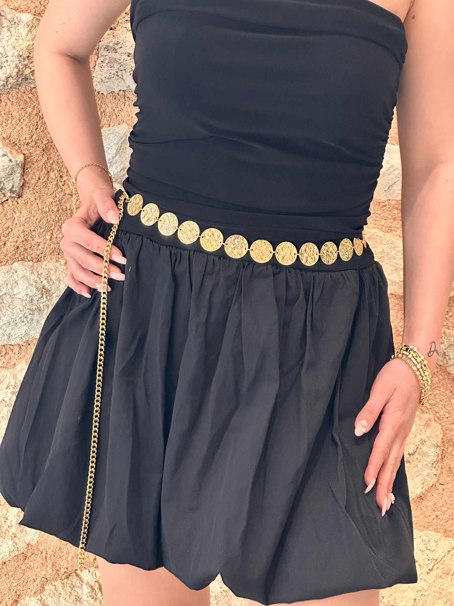 Gold Desenli Bel Zinciri