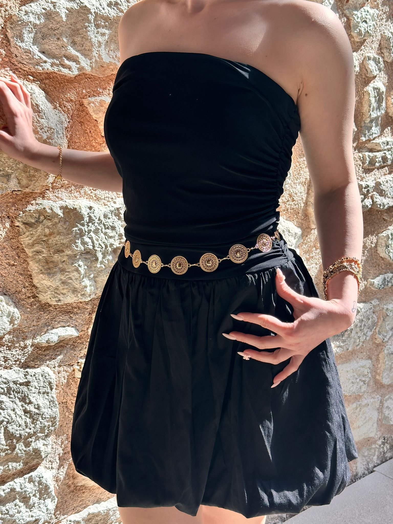 Gold Desenli Bel Zinciri