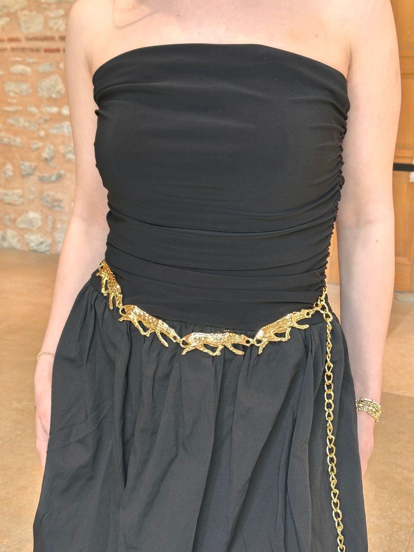 Gold Desenli Bel Zinciri
