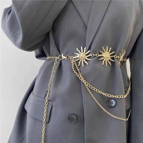 Gold Desenli Bel Zinciri