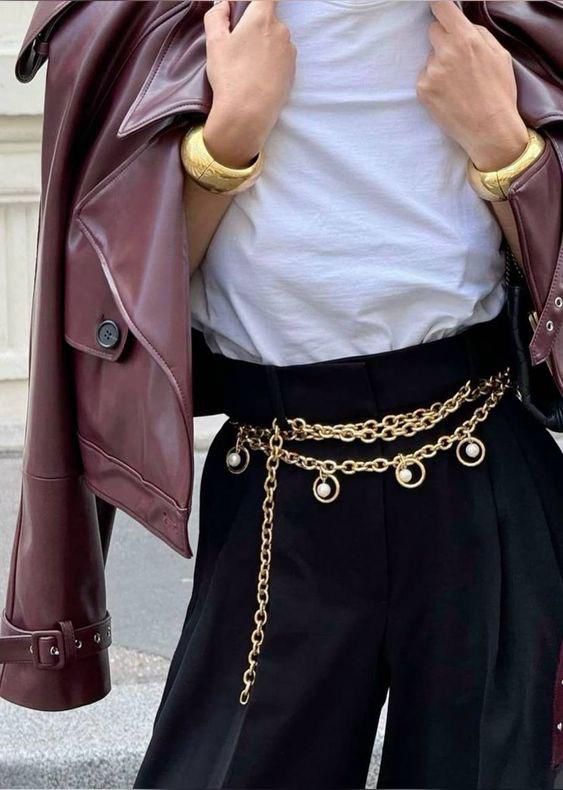 Gold Desenli Bel Zinciri