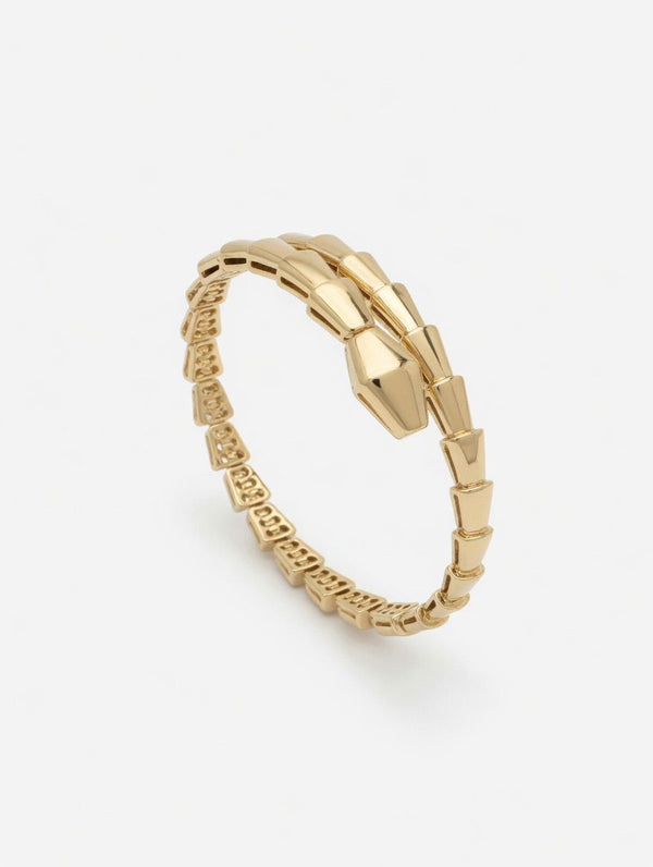 14K Çelik Üzeri Altın Kaplama Yılan Esnek Bileklik