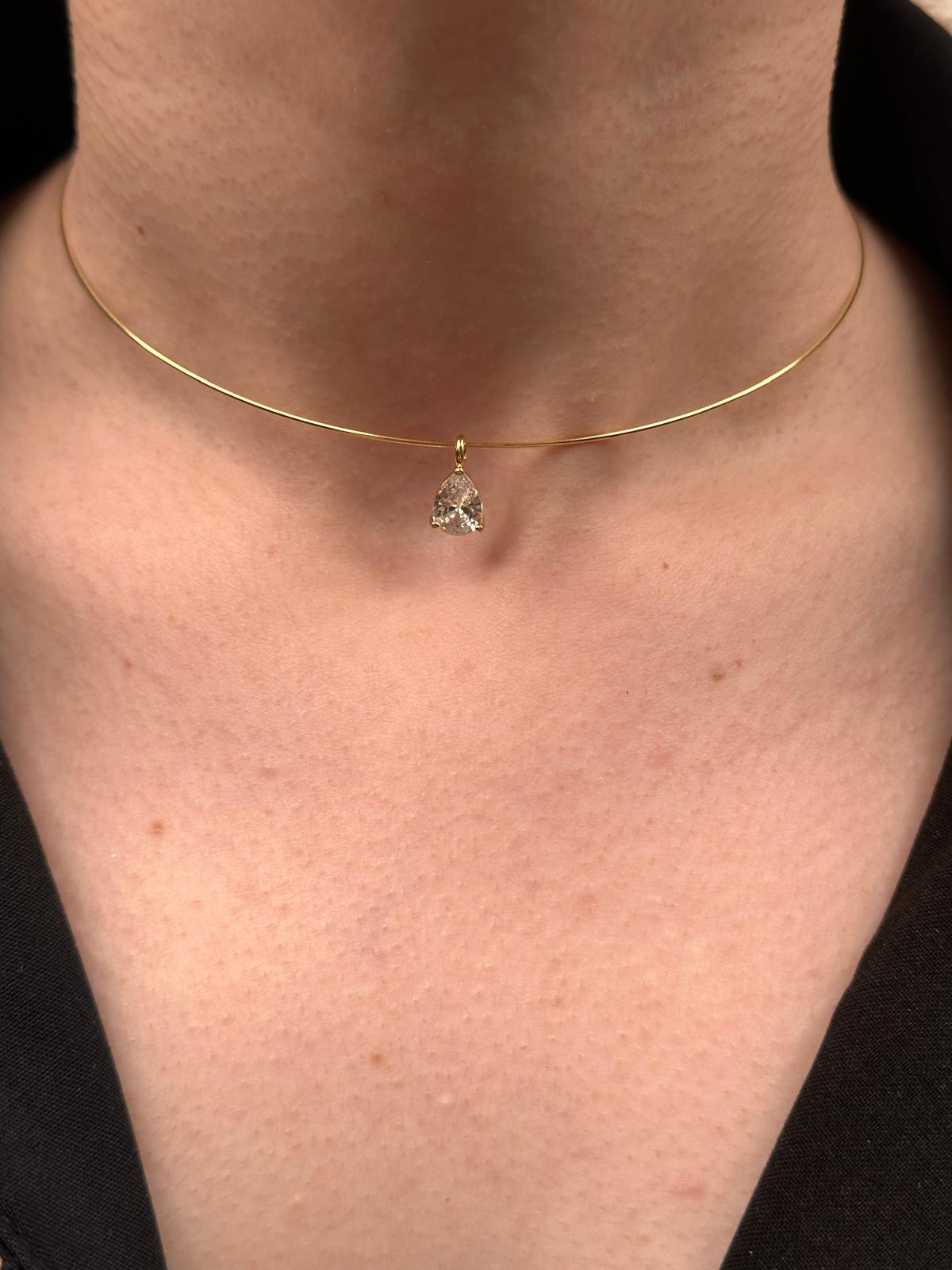 14K Çelik Üzeri Altın kaplama markiz damla Choker