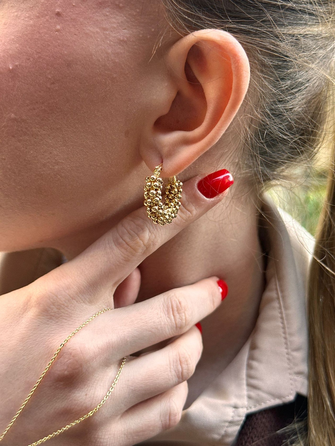 14K Çelik Üzeri Altın Kaplama vintage halka küpe