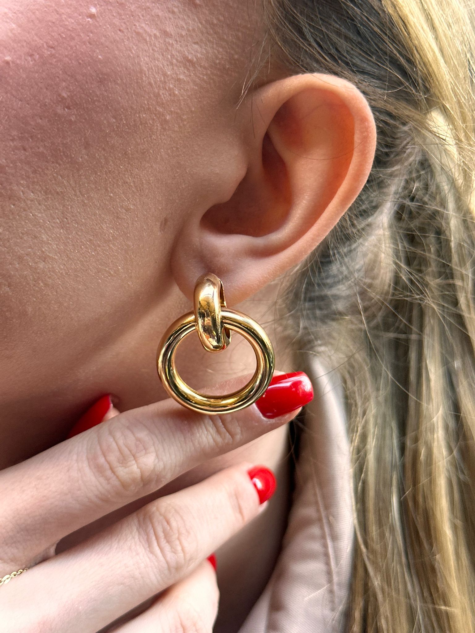 14K Çelik Üzeri Altın Kaplama vintage mera küpe