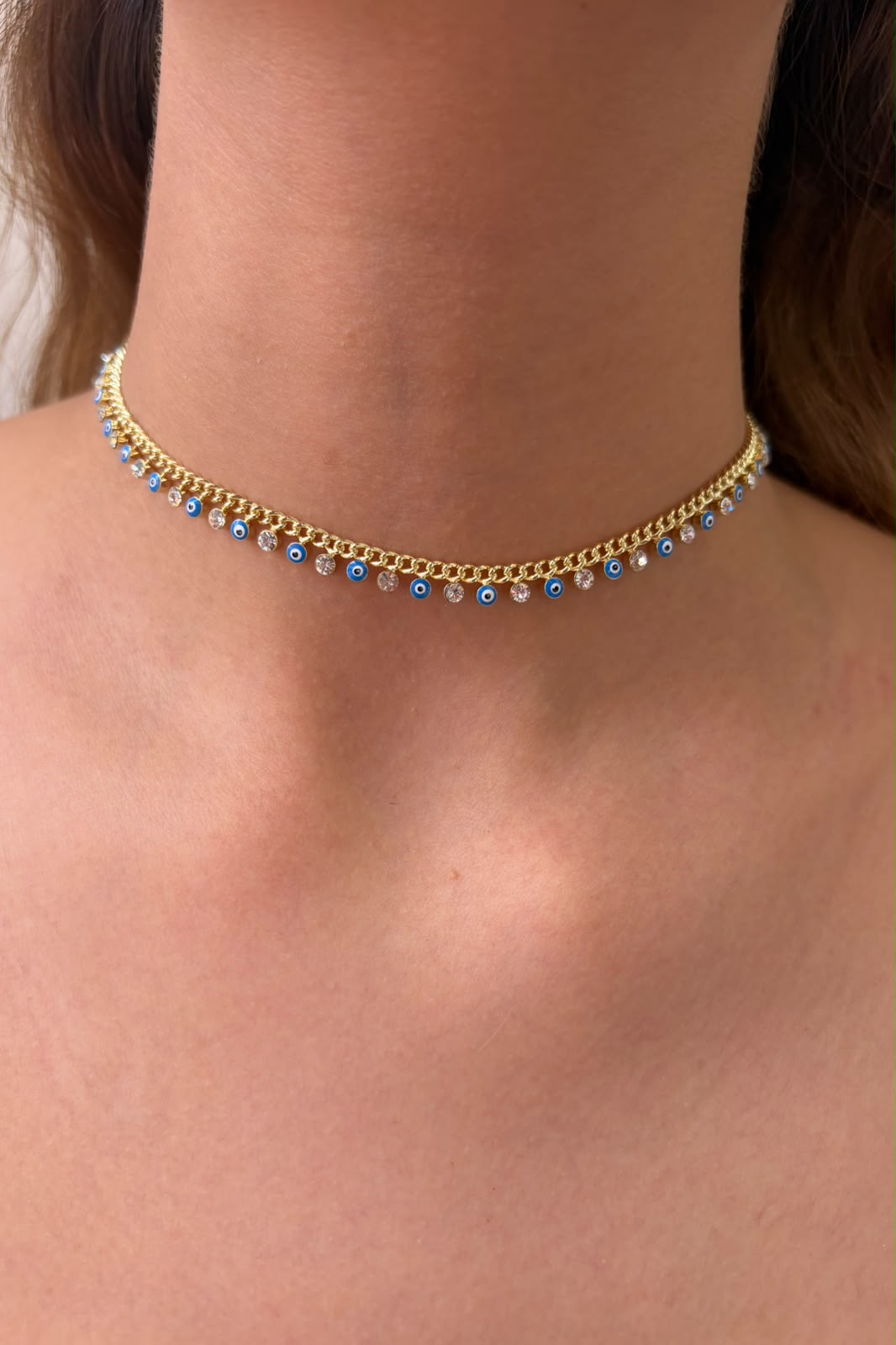 Aura nazar asansörlü Choker kolye
