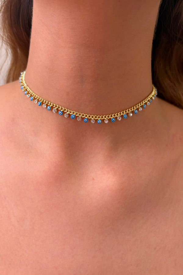 Aura nazar asansörlü Choker kolye