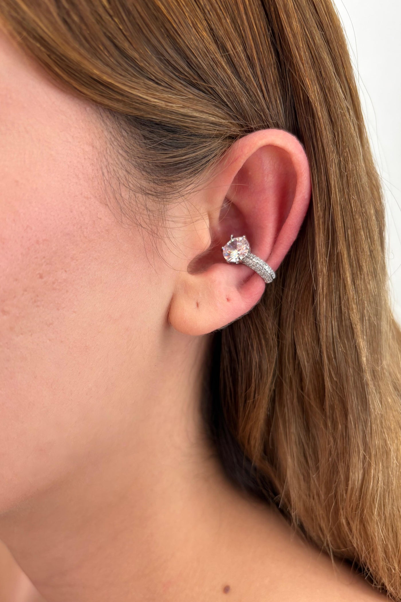 Çelik Sıkıştırmalı Solitaire Earcuff