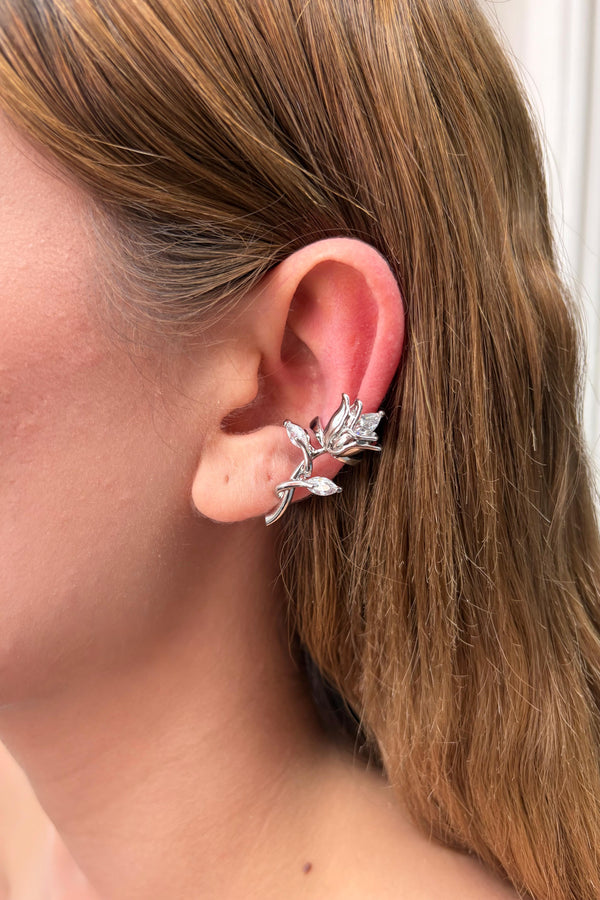 Çelik Sıkıştırmalı Fleur Earcuff