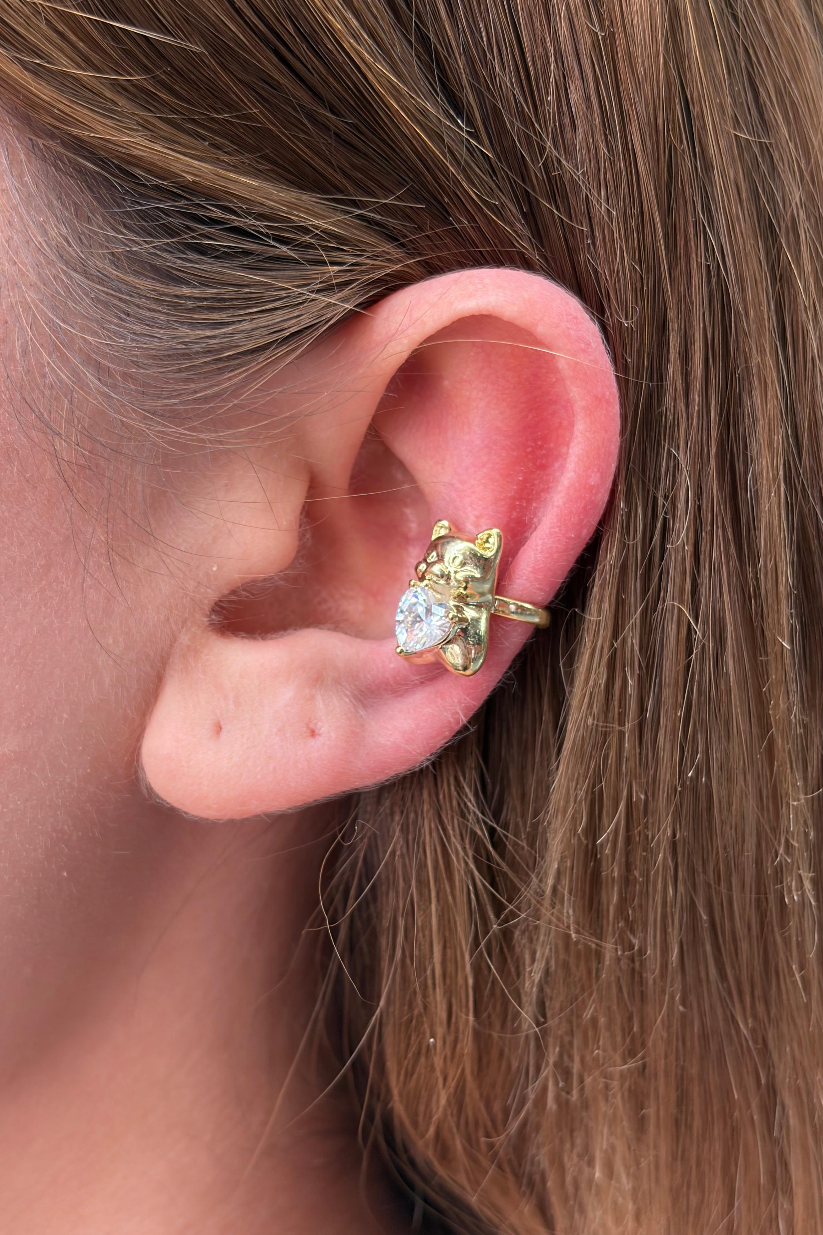 Çelik Sıkıştırmalı Honey Bear Earcuff