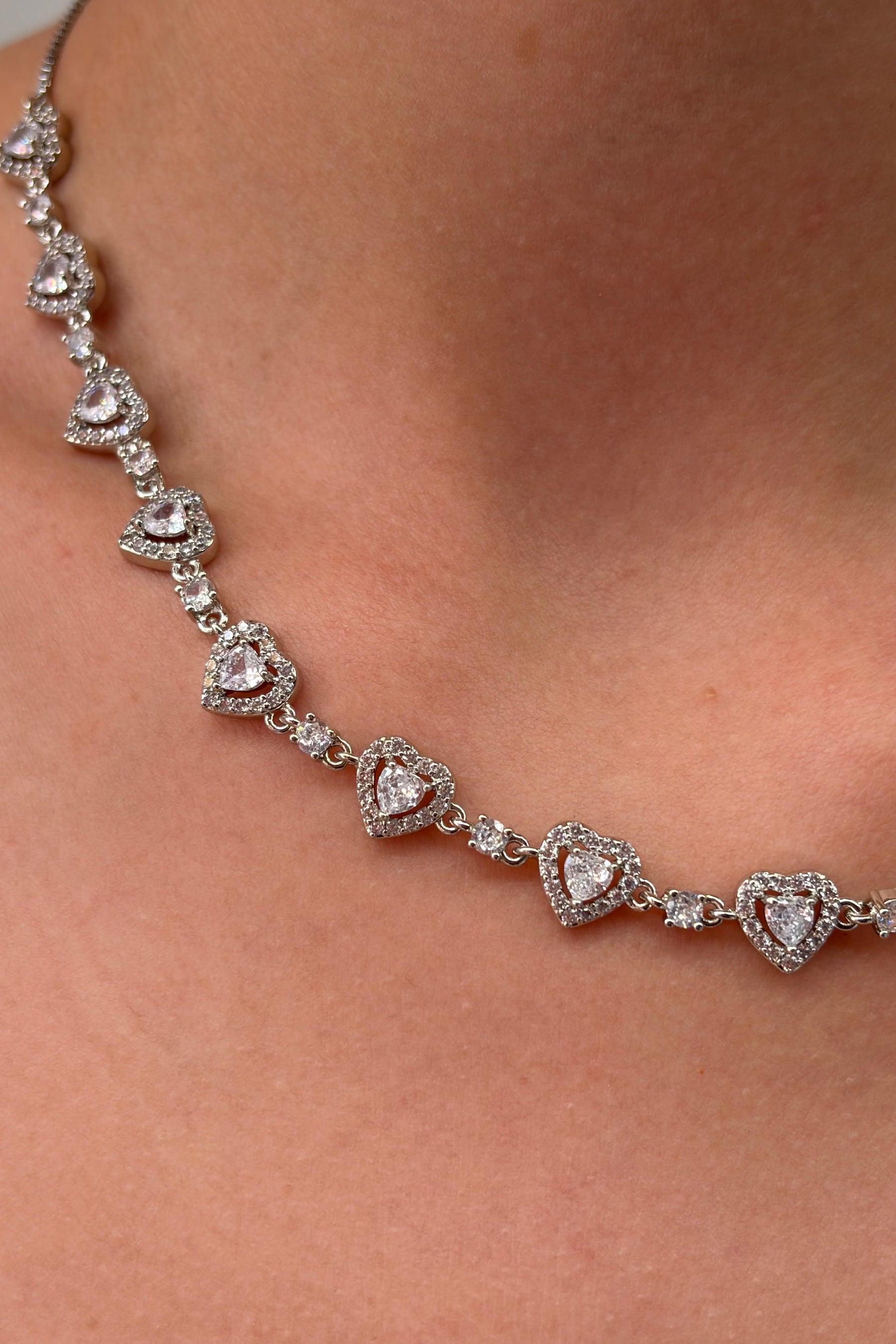 Çelik Blush Love Asansörlü Choker Kolye Gümüş