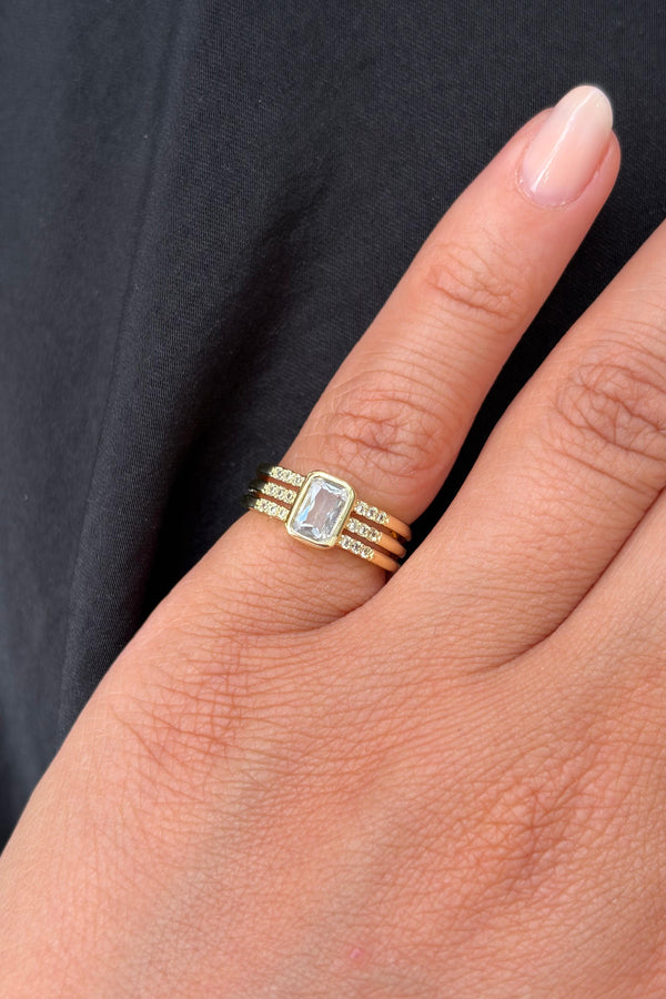 Çelik Emerald Trio Yüzük Gold