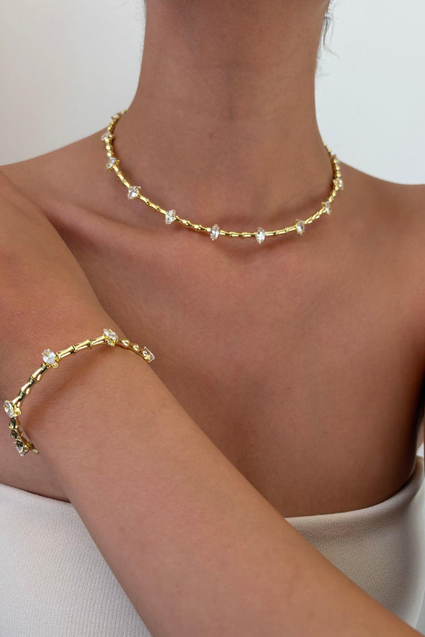 Çelik Özel Seri Markiz Esnek Choker ve Bileklik Set