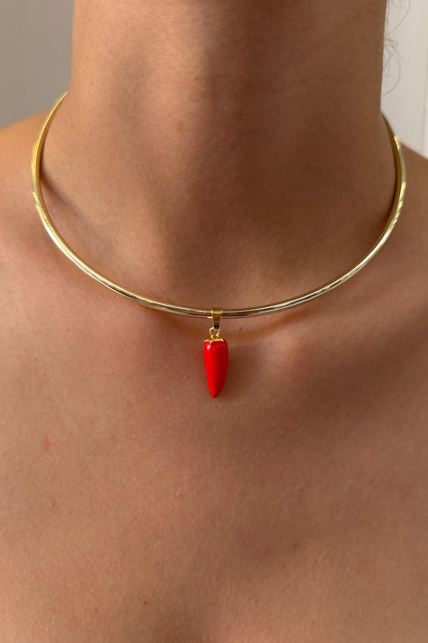 Çelik Şans Biber Choker Kolye