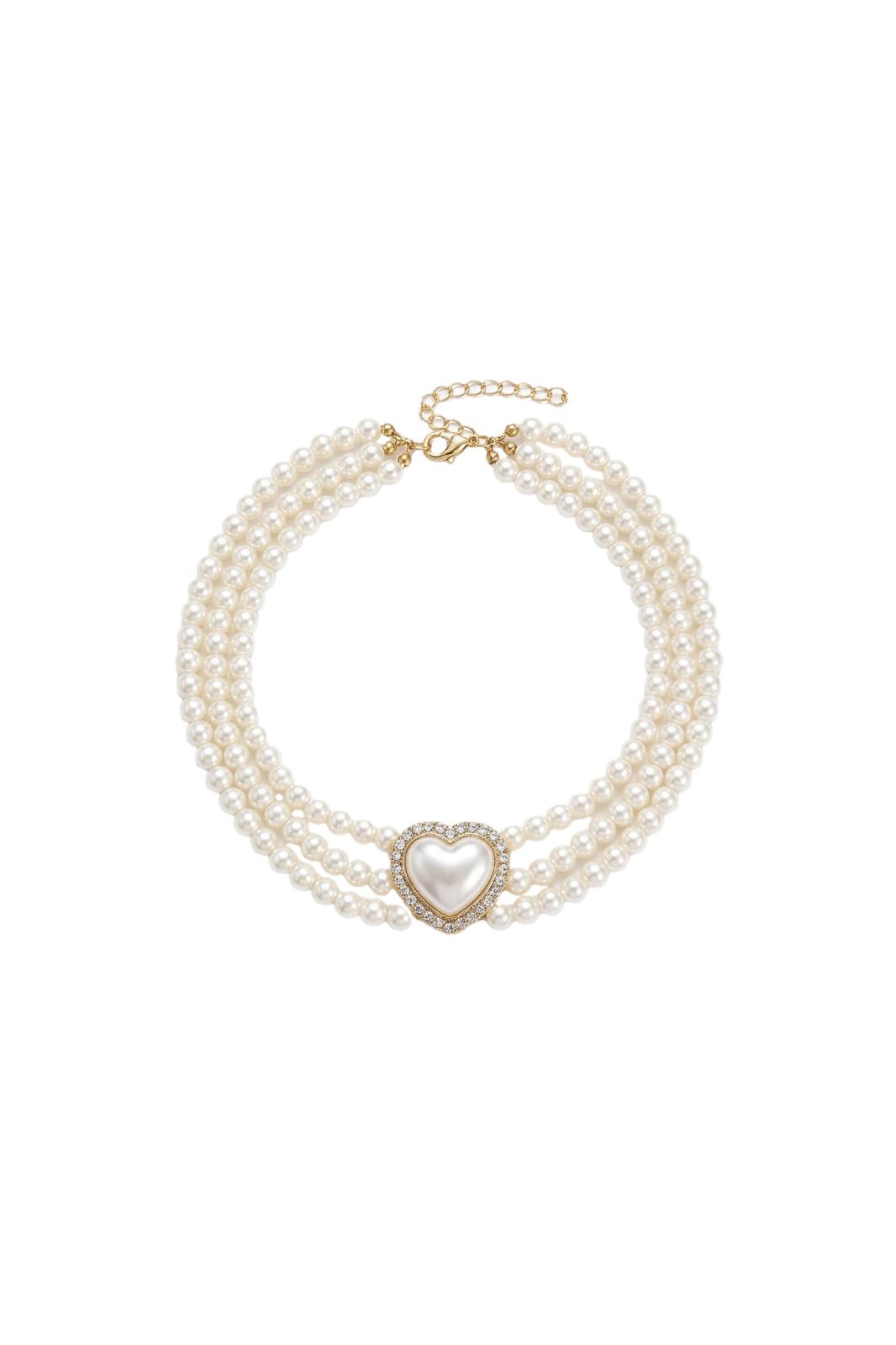 Amour Pearl Kalp İnci Choker Kolye
