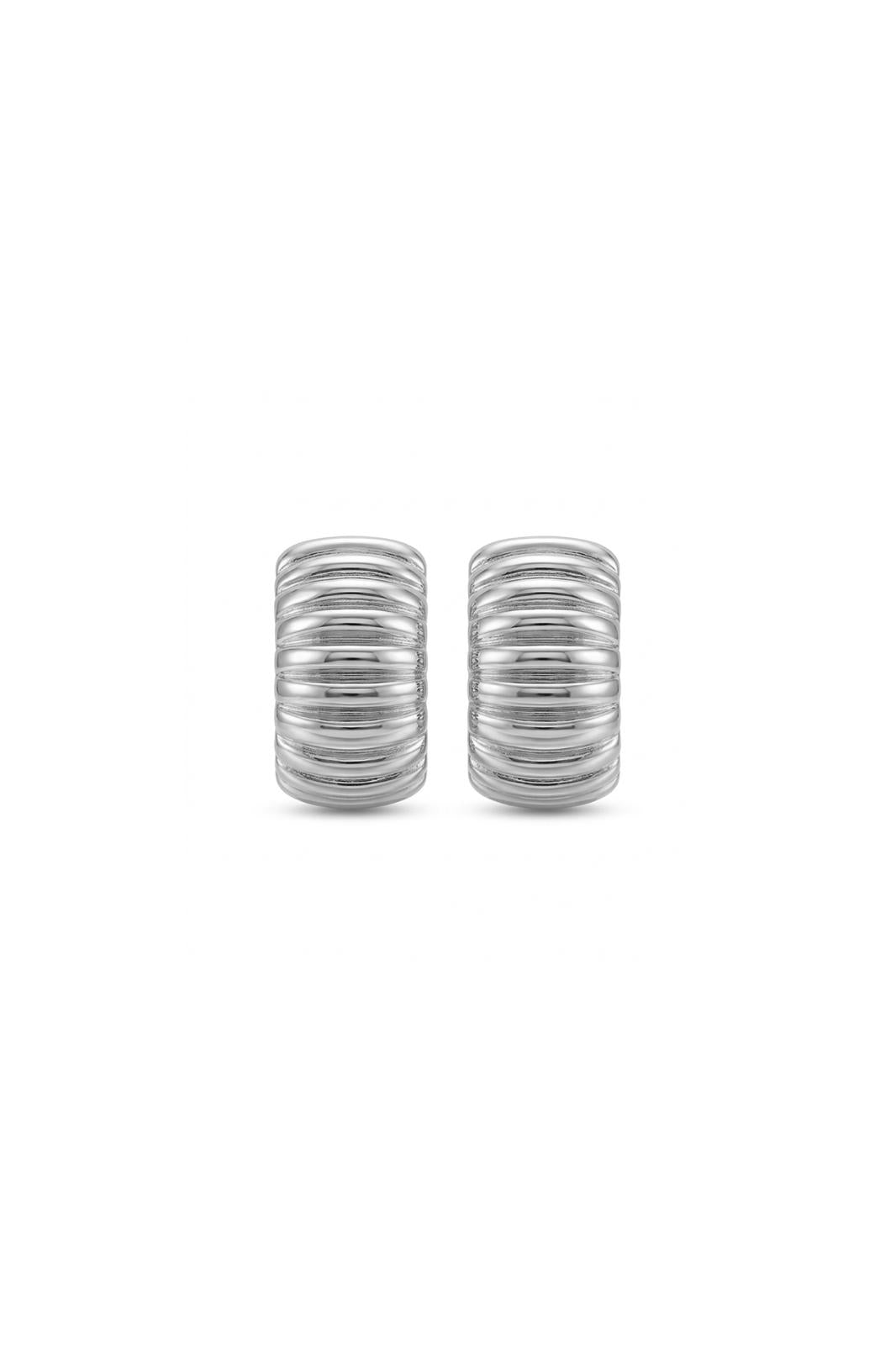 Çelik Ribbed Bombeli Küpe