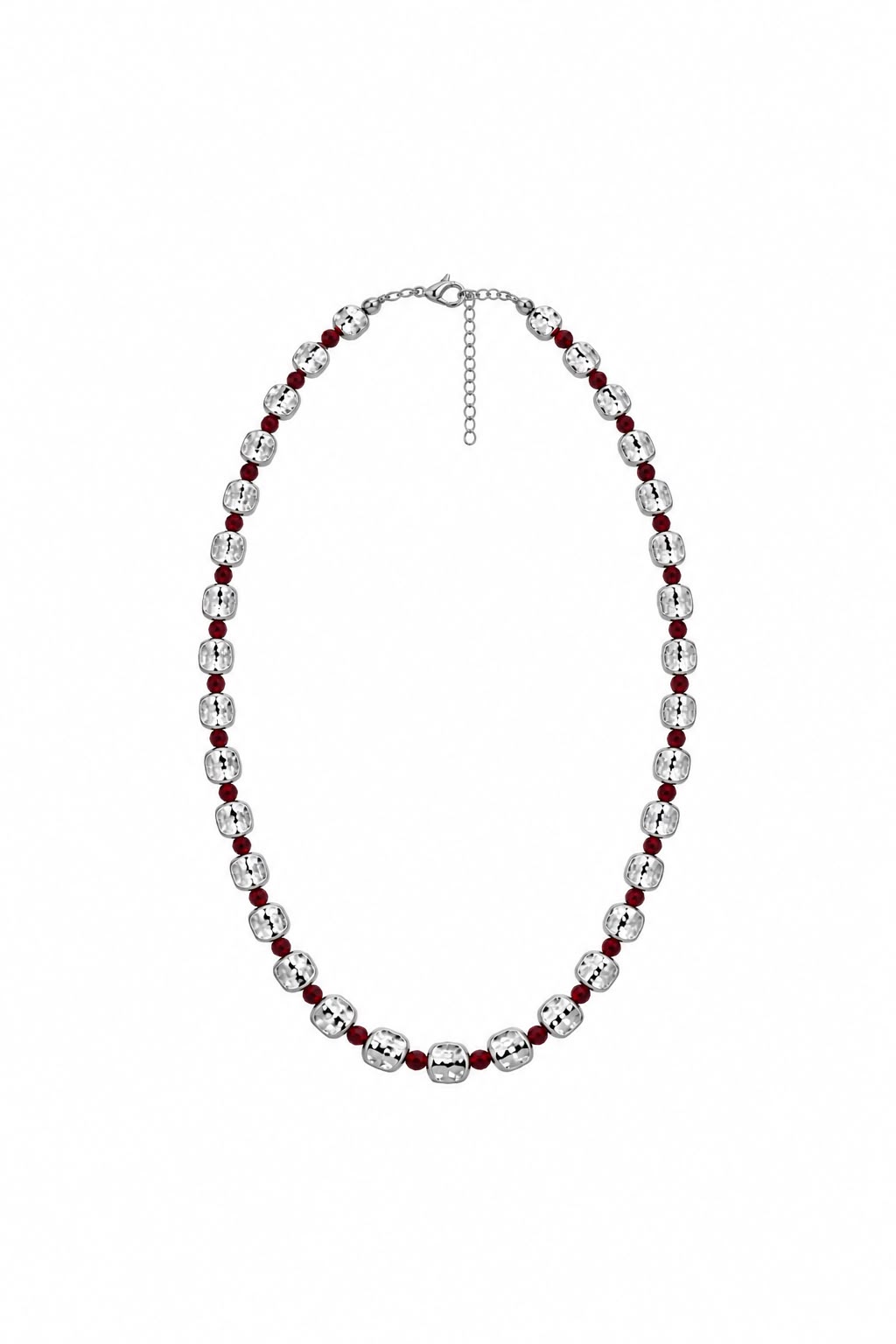 Rouge Bordo Taşlı Gümüş Renk Kolye