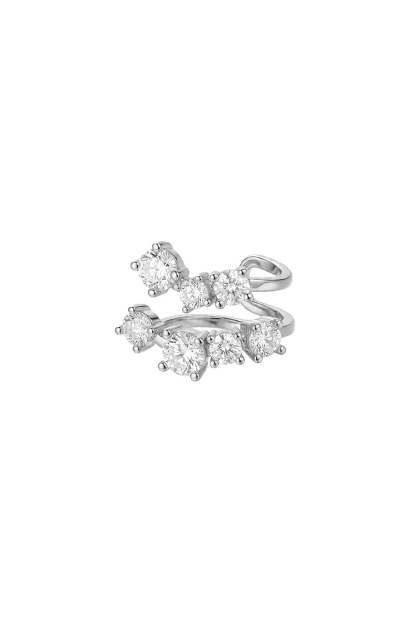 Çelik Twinkle Çift Sıra Taşlı Earcuff Küpe