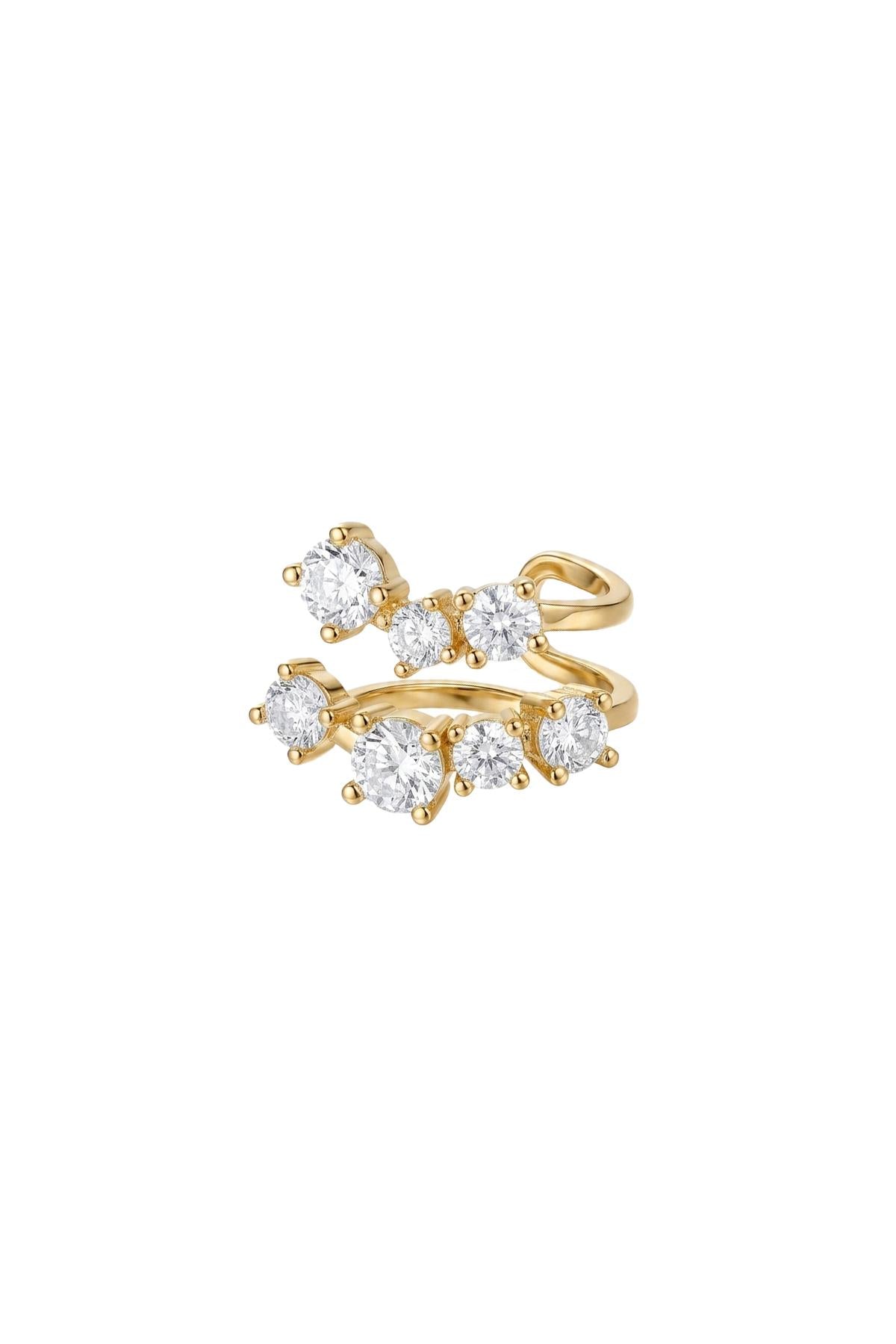 Çelik Twinkle Çift Sıra Taşlı Earcuff Küpe