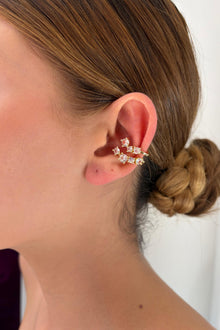 Çelik Twinkle Çift Sıra Taşlı Earcuff Küpe