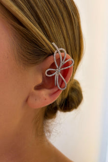 Çelik Bowie Taşlı Fiyonk Earcuff Küpe