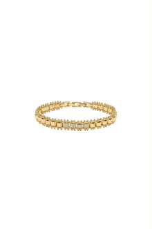 Eclat Collection Zirkon Taşlı Square Link Çelik Üzeri Altın Kaplama Bileklik