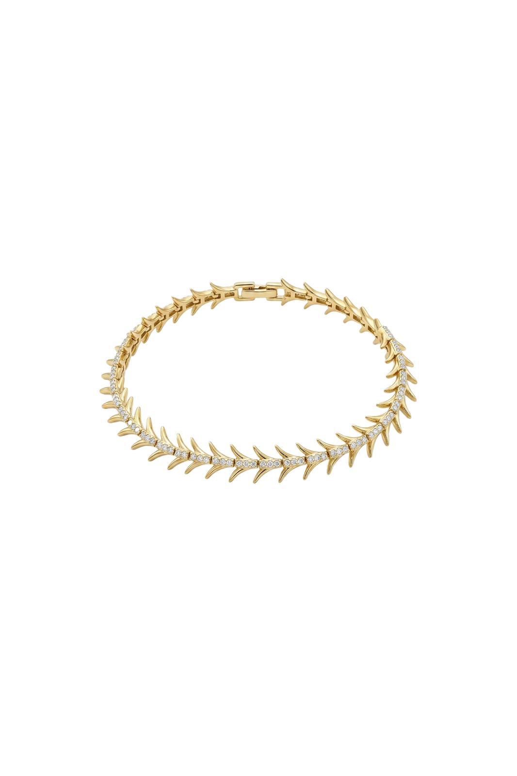 Eclat Collection Zirkon Taşlı Spine Link Çelik Üzeri Altın Kaplama Bileklik