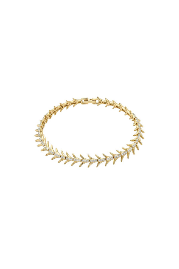 Eclat Collection Zirkon Taşlı Spine Link Çelik Üzeri Altın Kaplama Bileklik