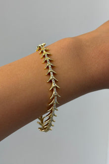 Eclat Collection Zirkon Taşlı Spine Link Çelik Üzeri Altın Kaplama Bileklik