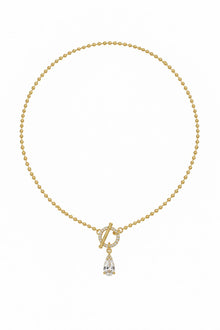 Lumiere Collection Pear Drop Zirkon Taşlı Çelik Üzeri Altın Kaplama Kolye