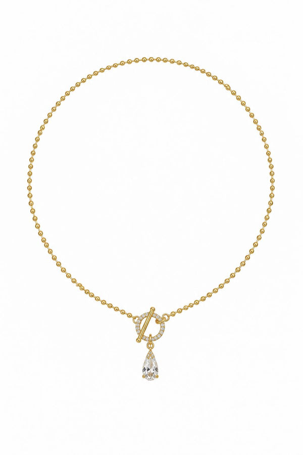 Lumiere Collection Pear Drop Zirkon Taşlı Çelik Üzeri Altın Kaplama Kolye