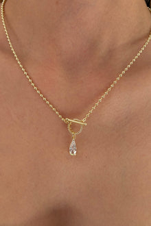Lumiere Collection Pear Drop Zirkon Taşlı Çelik Üzeri Altın Kaplama Kolye