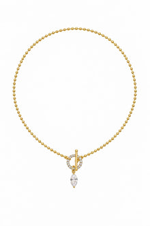 Lumiere Collection Marquise Zirkon Taşlı Çelik Üzeri Altın Kaplama Kolye