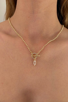 Lumiere Collection Marquise Zirkon Taşlı Çelik Üzeri Altın Kaplama Kolye