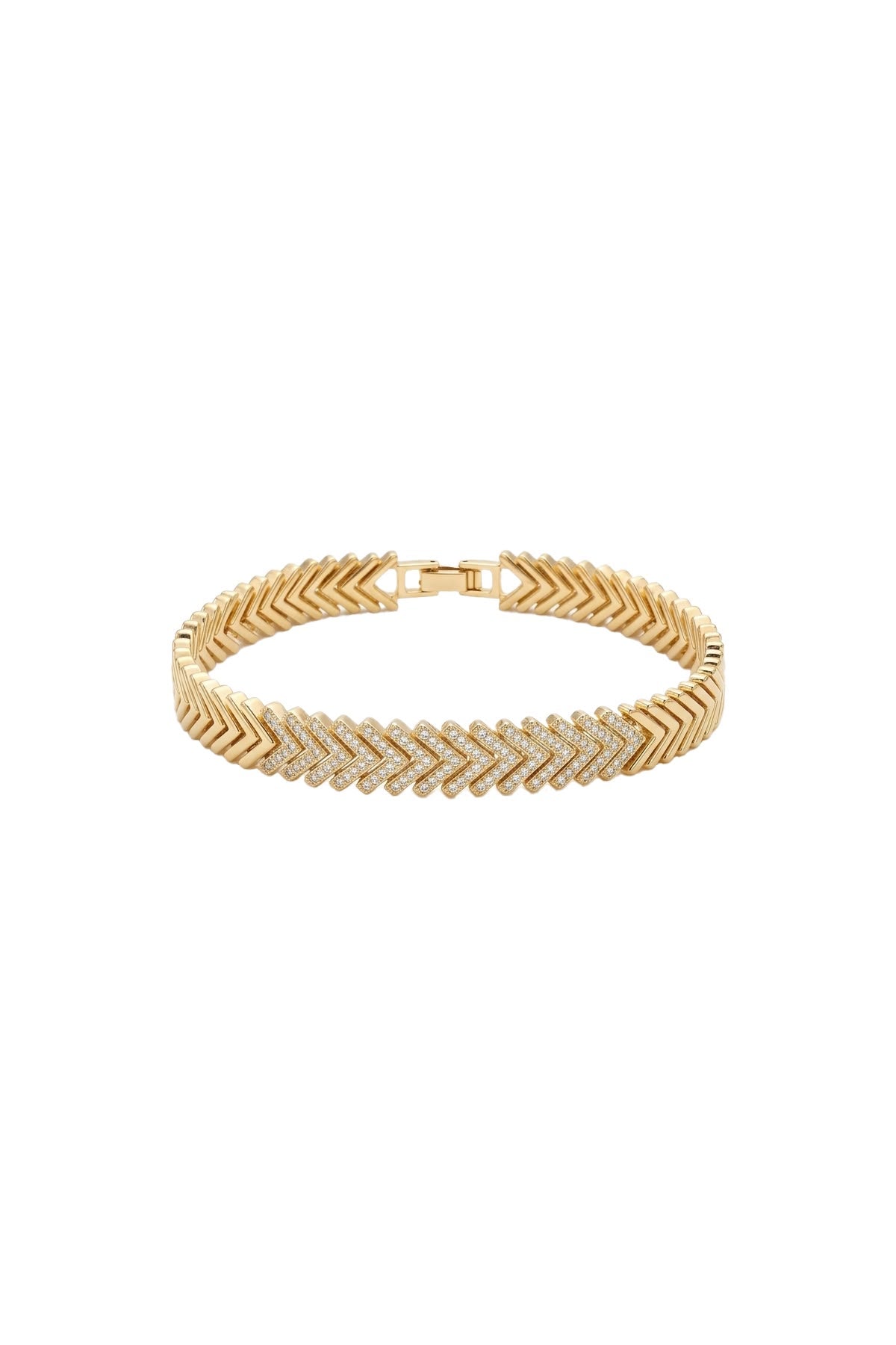 Iconic Collection Chevron Çelik Üzeri Altın Kaplama Bileklik