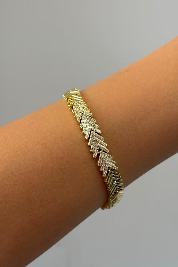 Iconic Collection Chevron Çelik Üzeri Altın Kaplama Bileklik