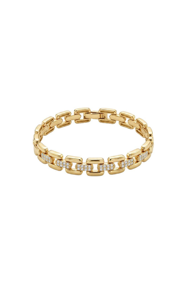 Timeless Collection Zirkon Taşlı Çelik Üzeri Altın Kaplama Link Bileklik