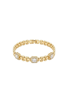 Timeless Collection Baget Kesim Zirkon Taşlı Çelik Üzeri Altın Kaplama Link Bileklik